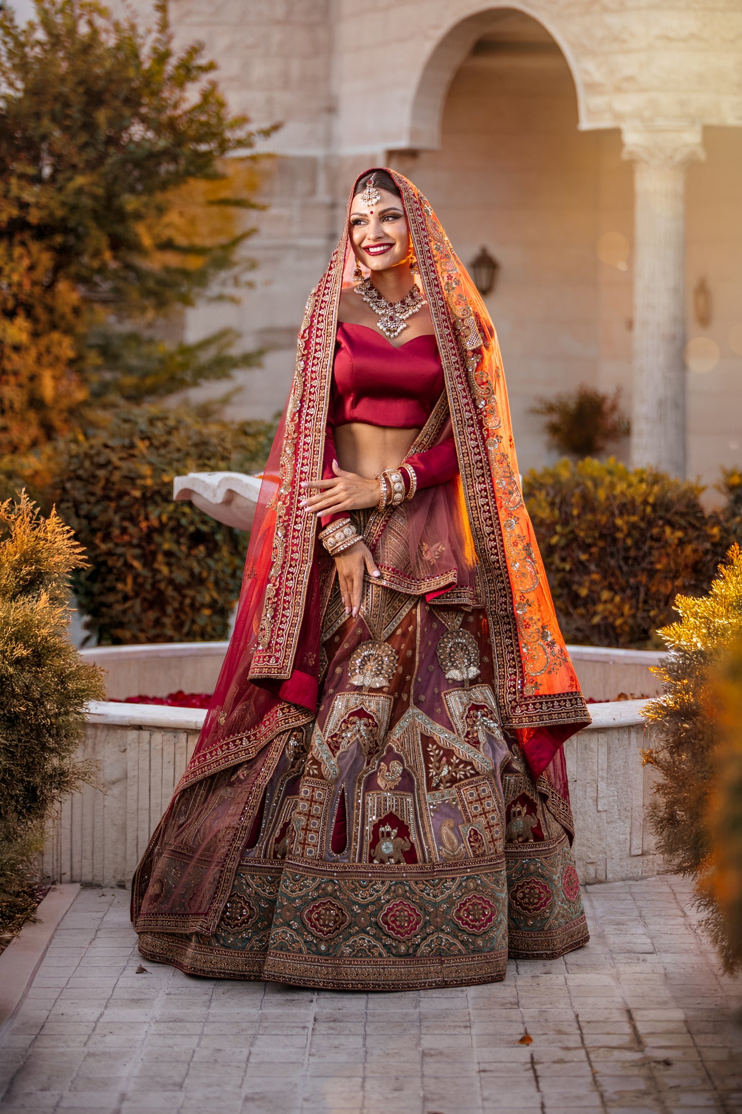 Bridal Lehenga with Elephant embroidery